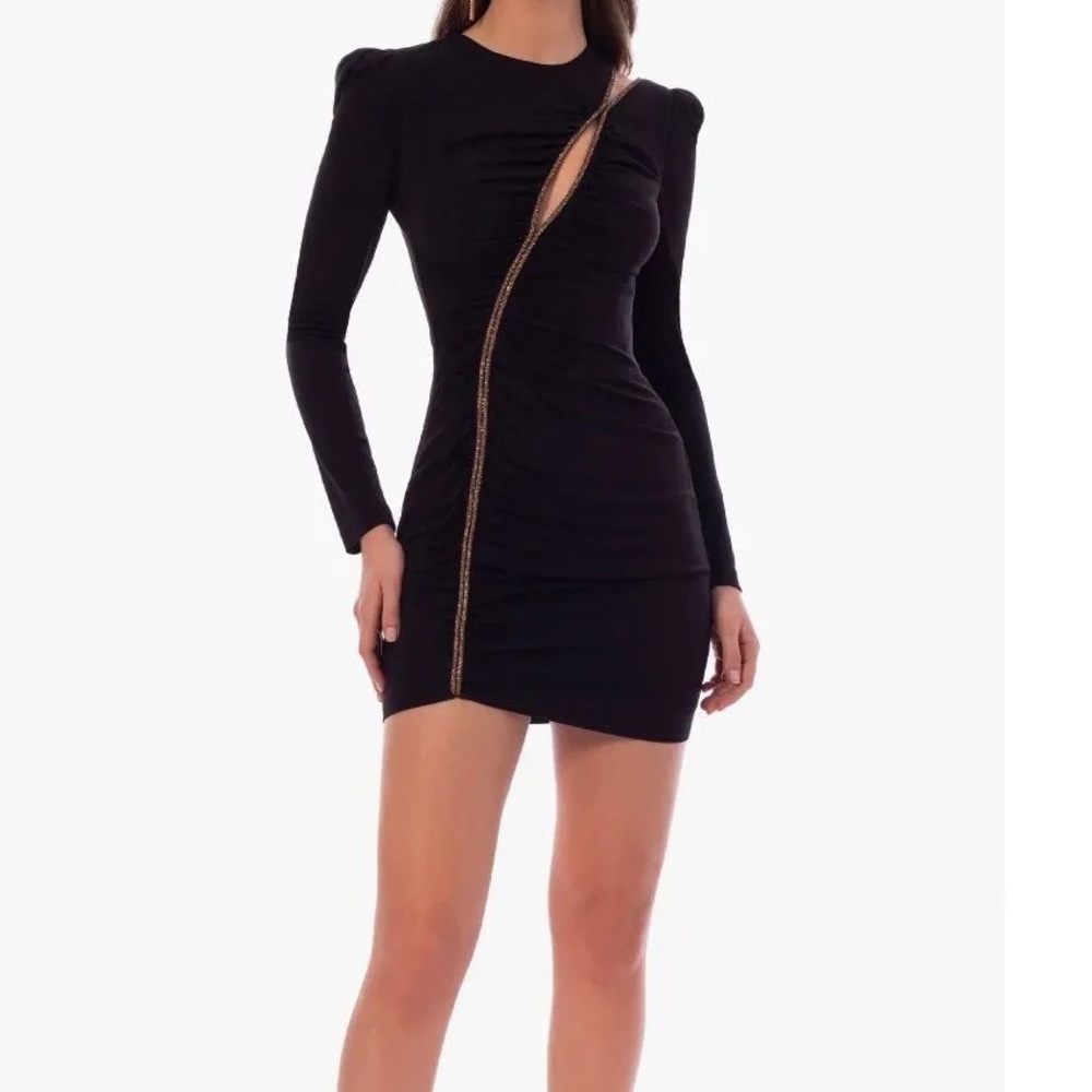 NWT HELSI Josephine Long Sleeve Minidress in Black SZ M